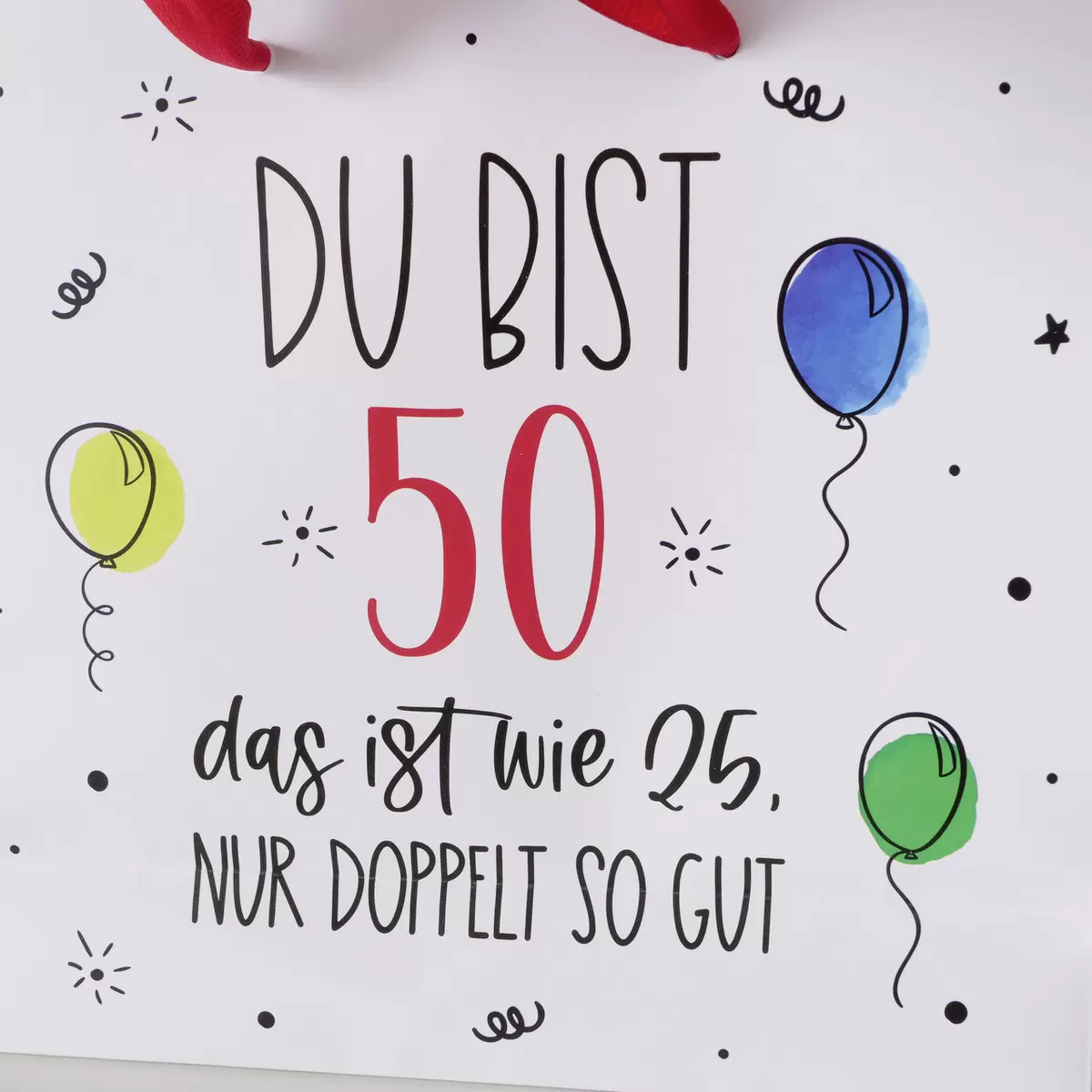 Geschenktüte '50' Geburtstag rot,weiss