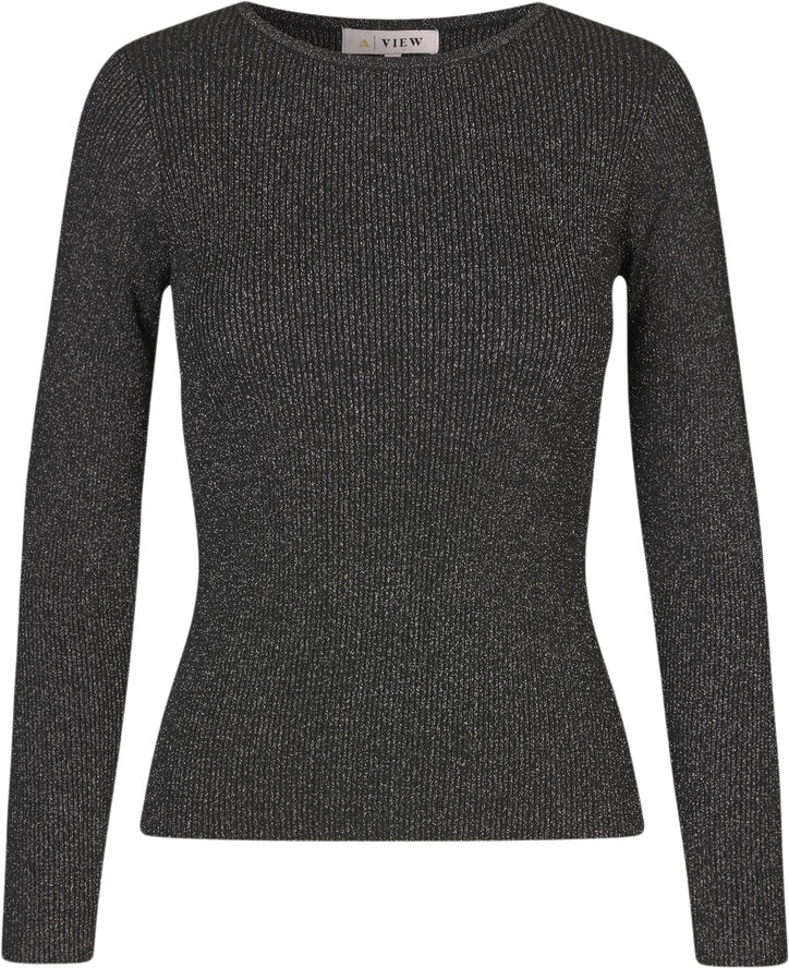 A-VIEW Lana rib lurex blouse Black/silver