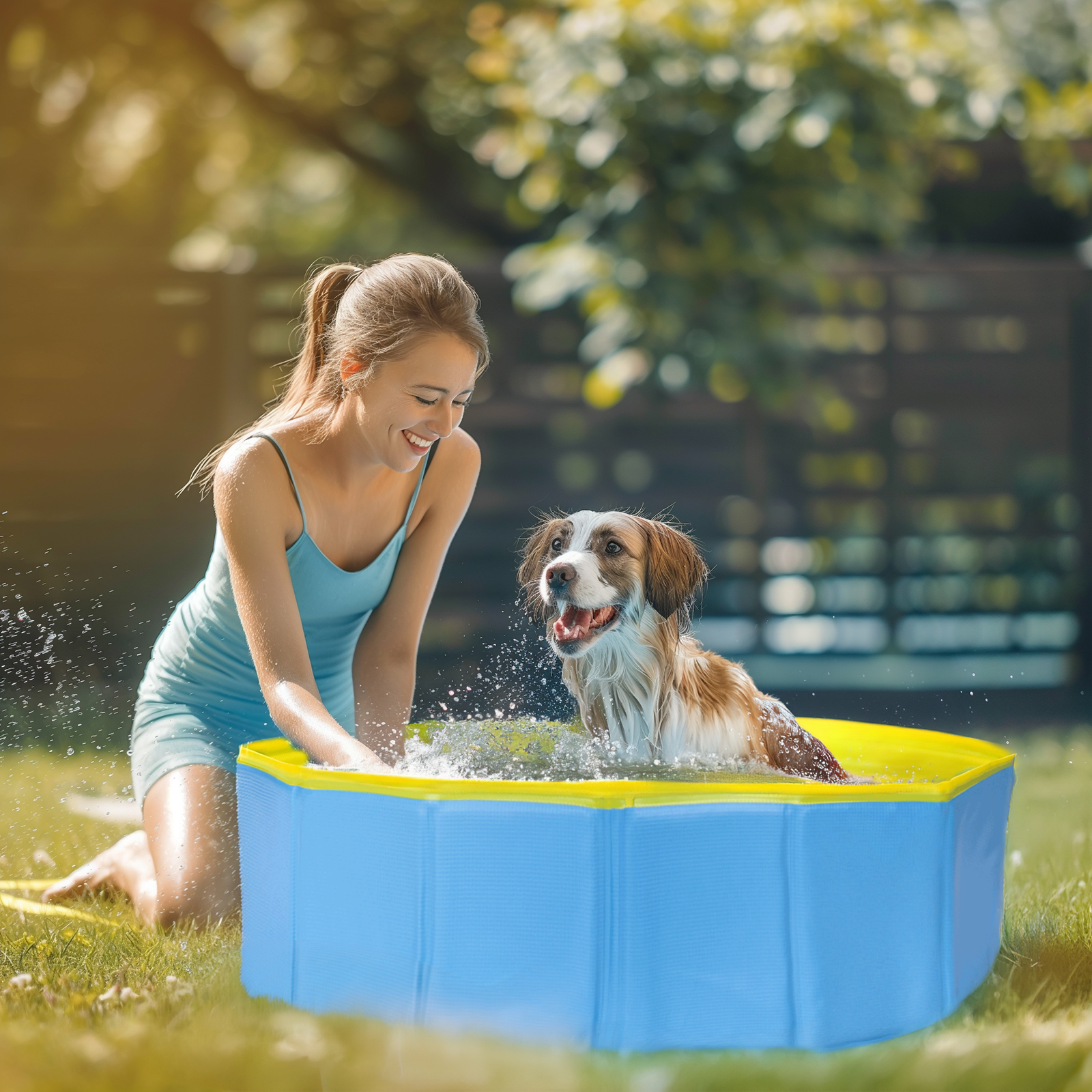 Piscina Nobleza para cães de grande e pequeno porte, banheira dobrável rígida antiderrapante para animais de estimação.