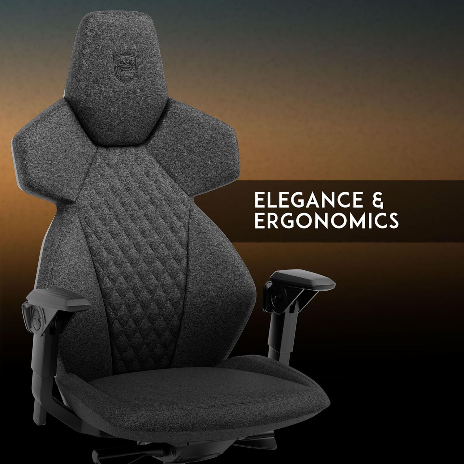 noblechairs Dawn TX Gaming Stuhl Grau – Ergonomischer Schreibtischstuhl mit klappbaren Armlehnen, Synchronmechanik, atmungsaktivem Stoffbezug, Lordosenstütze, Universalrollen