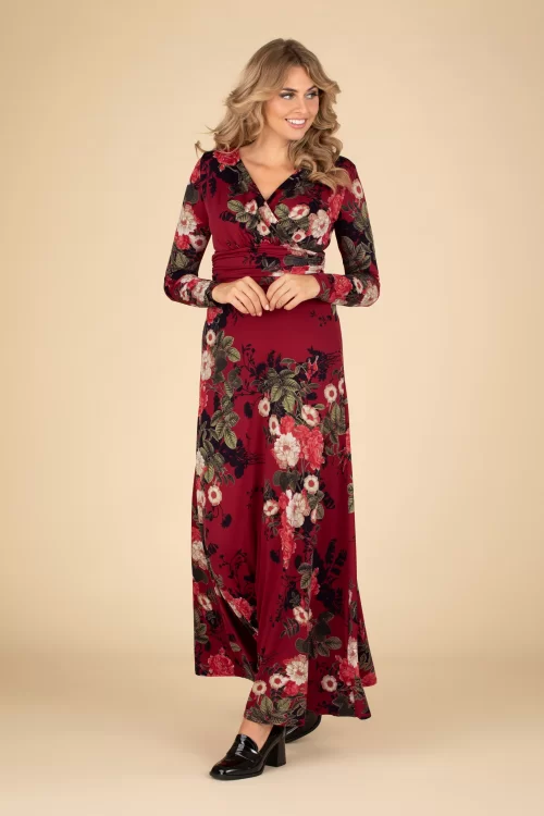 Vintage Chic for Topvintage Maribelle overslagmaxi-jurk met bloemen in rood