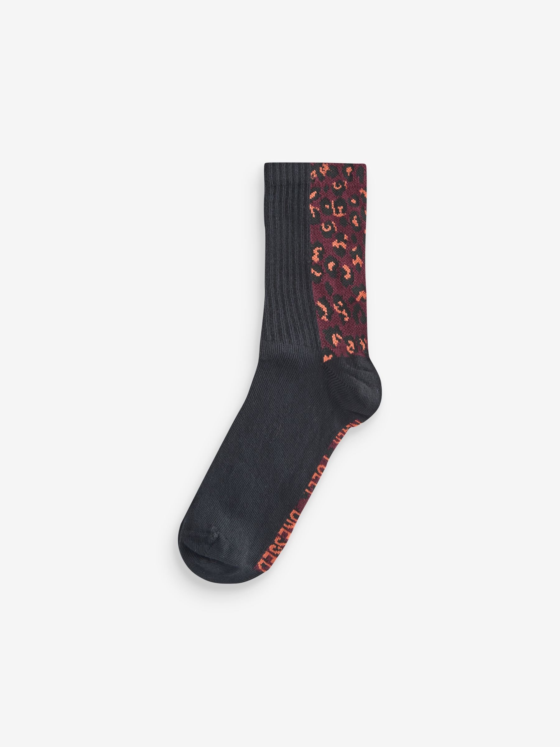 Leopard/Burgandy/Orange - Never Fully Dressed Ribbed Socks 3 Pack
