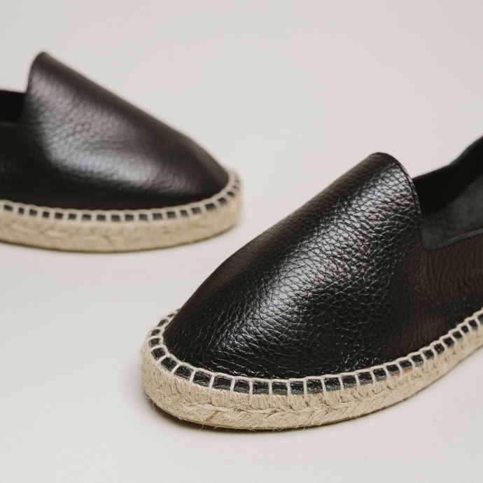 Espadrilles  en cuir grainé noir
