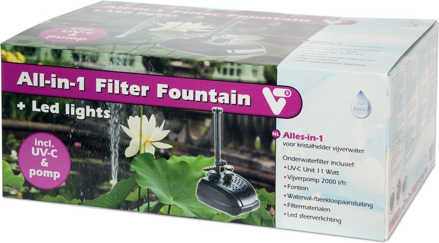 VT filterfontein alles-in-1 LED 2000 l/h