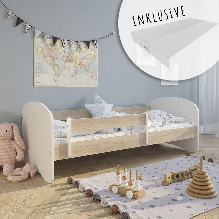 Kids Collective Kinderbett 70x140 mit Matratze, Rausfallschutz & Lattenrost natur