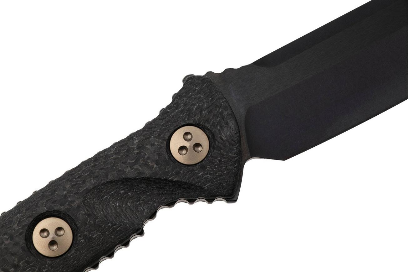 Microtech Socom Alpha 113-1DLCCFS, Black DLC M390, Black Carbon Fiber, vaststaand mes