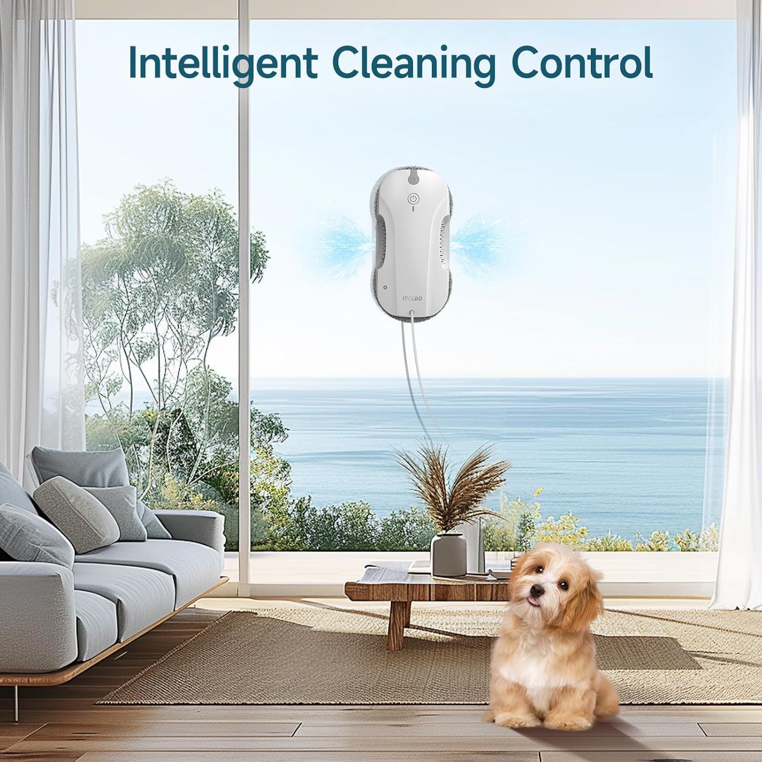 E300A Fensterputzroboter, 6000 Pa Fensterroboter mit Automatische 2-Fach Sprühsystem, Intelligenter Navigation und Kantenerkennung geeignet für Innen- und Außenfenster, Glas, Fliesen