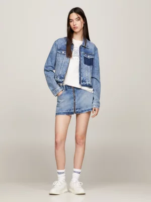 Minissaia Sophie em jeans com zíper