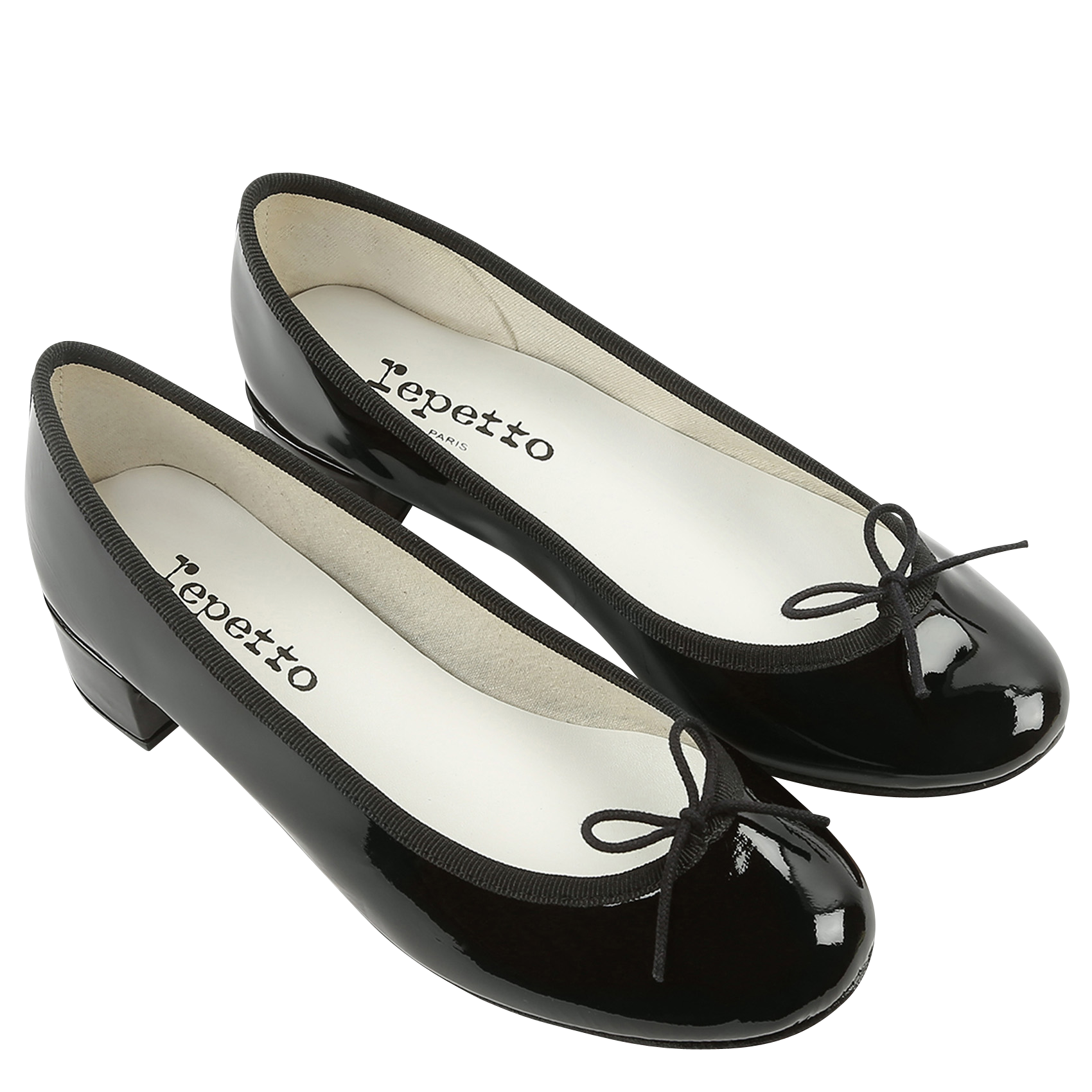 CAMILLE - Ballerines à talons en cuir vernis | Noir