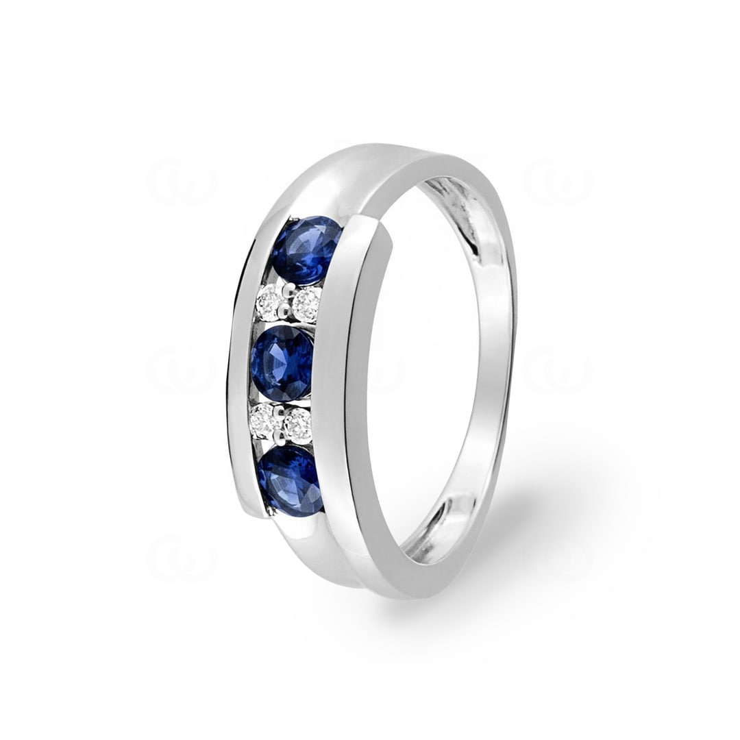 Ring 750/18 K Weissgold mit Saphiren und Diamanten 0.07ct.