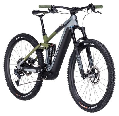 VTT Électrique Tout-Suspendu Cube Stereo Hybrid 140 HPC TM 750 Sram GX Eagle 12V 750 Wh 29'' Gris Flash Vert Olive 2024