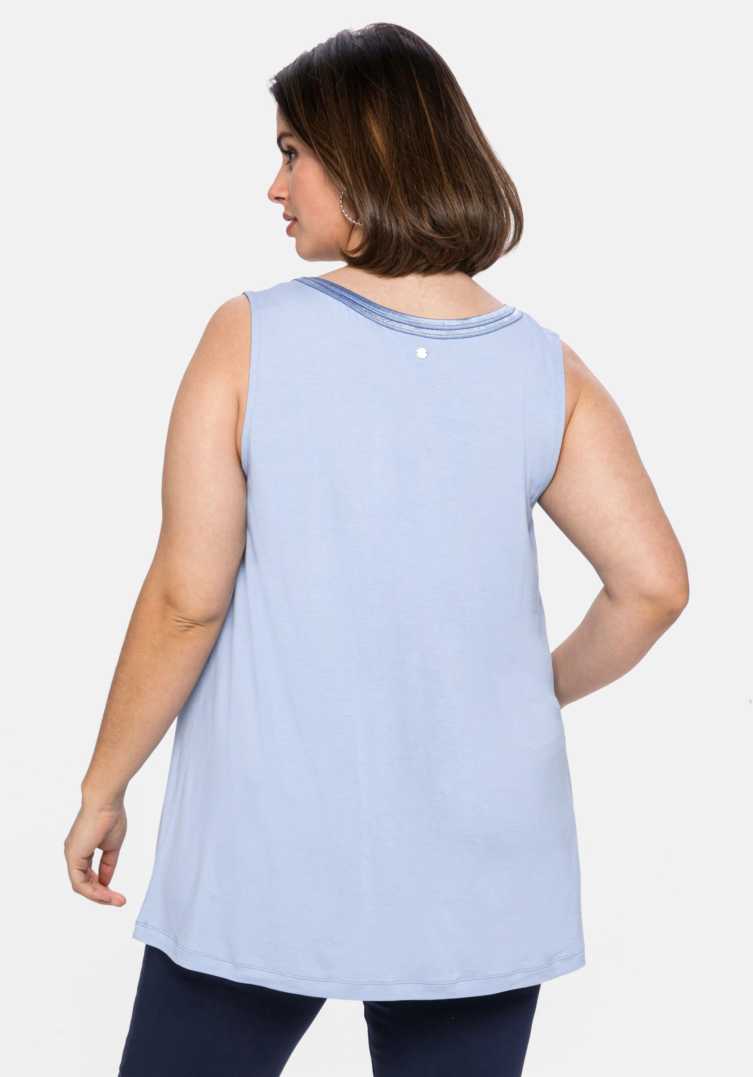 Jerseytop mit Falten am Ausschnitt