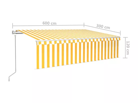 Auvent automatique capteur de vent LED 6x3 m Jaune et blanc