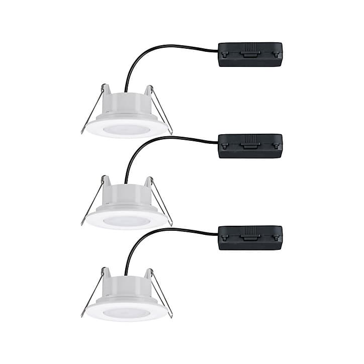 3 spots encastrables Calla LED intégrée 4000K IP65 3x680lm rond orientable blanc dépoli Paulmann