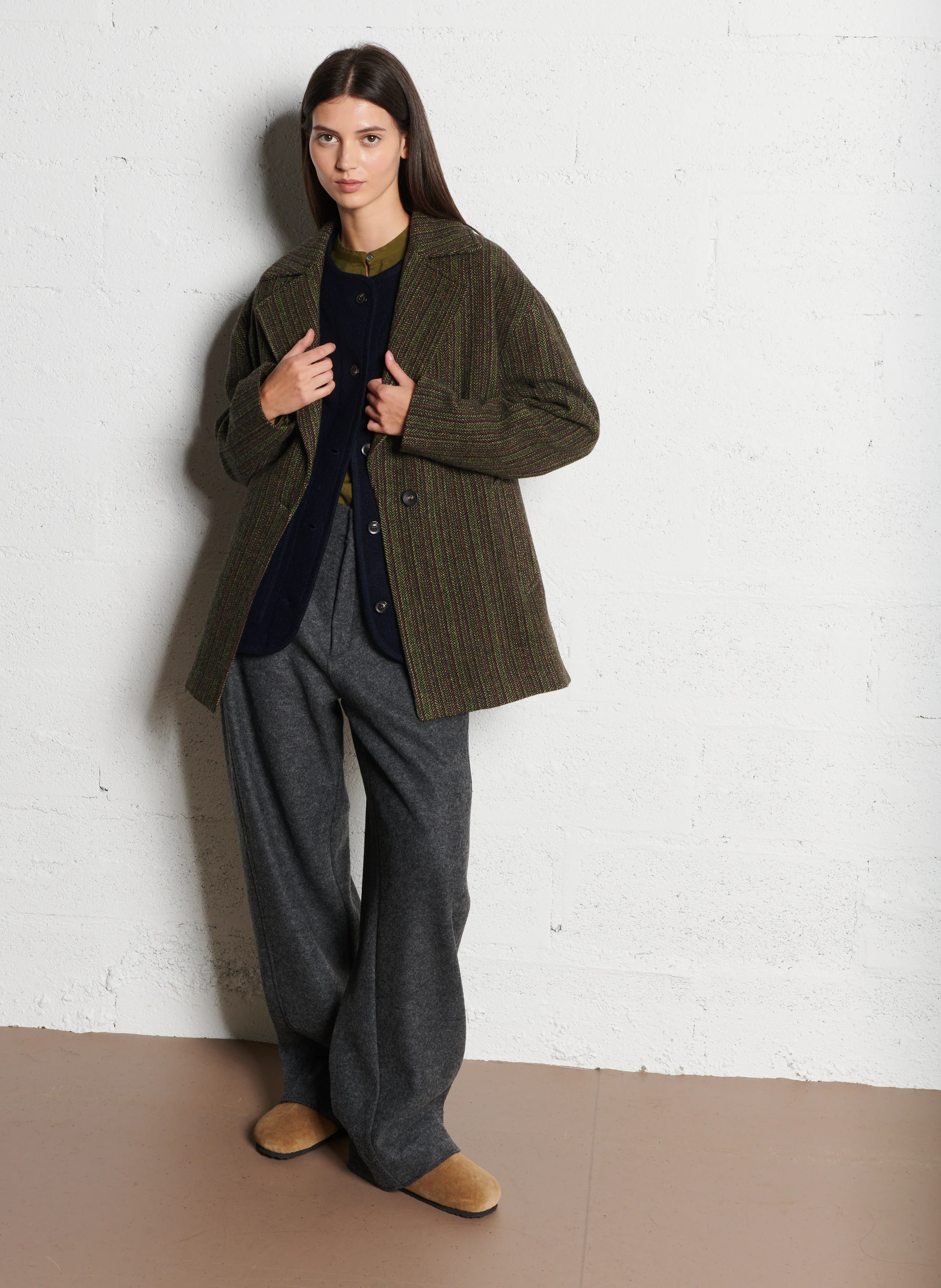 CHICAGO - Blouson col rond en laine | Bleu