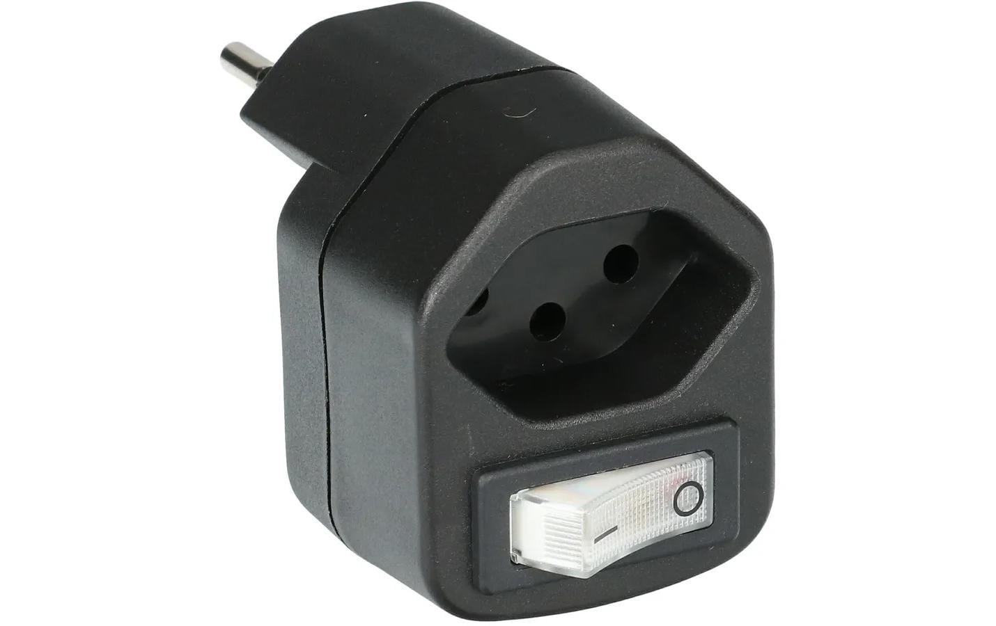 Abzweigstecker 1x T13 mit Schalter SchwarzAbzweigstecker 1x Typ 13 Schwarz Schalter