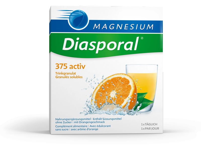 Magnesium Diasporal 375 Activ Orange Trinkgranulat 20 Stick Veganes Magnesium Trinkgranulat