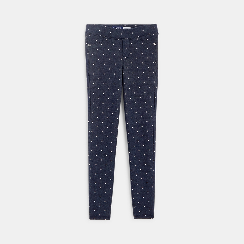 Jeggings chauds à pois blancs fille