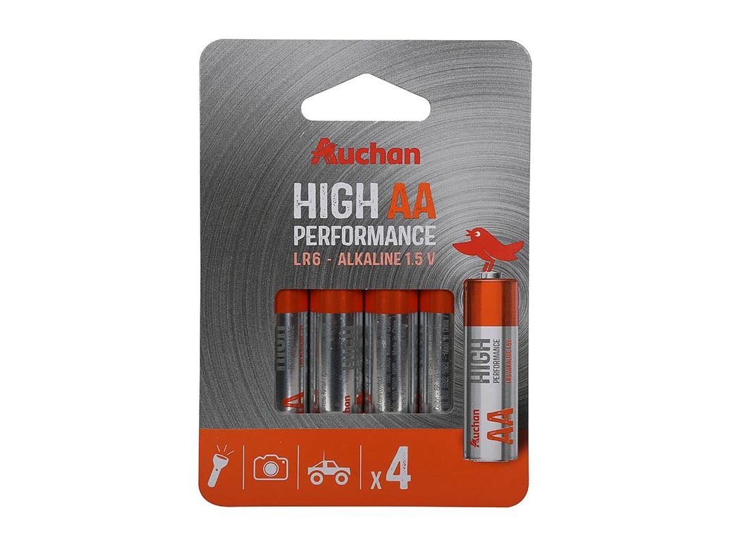 PACK 4 PILHAS ALCALINA AUCHAN PREMIUM AA LR06