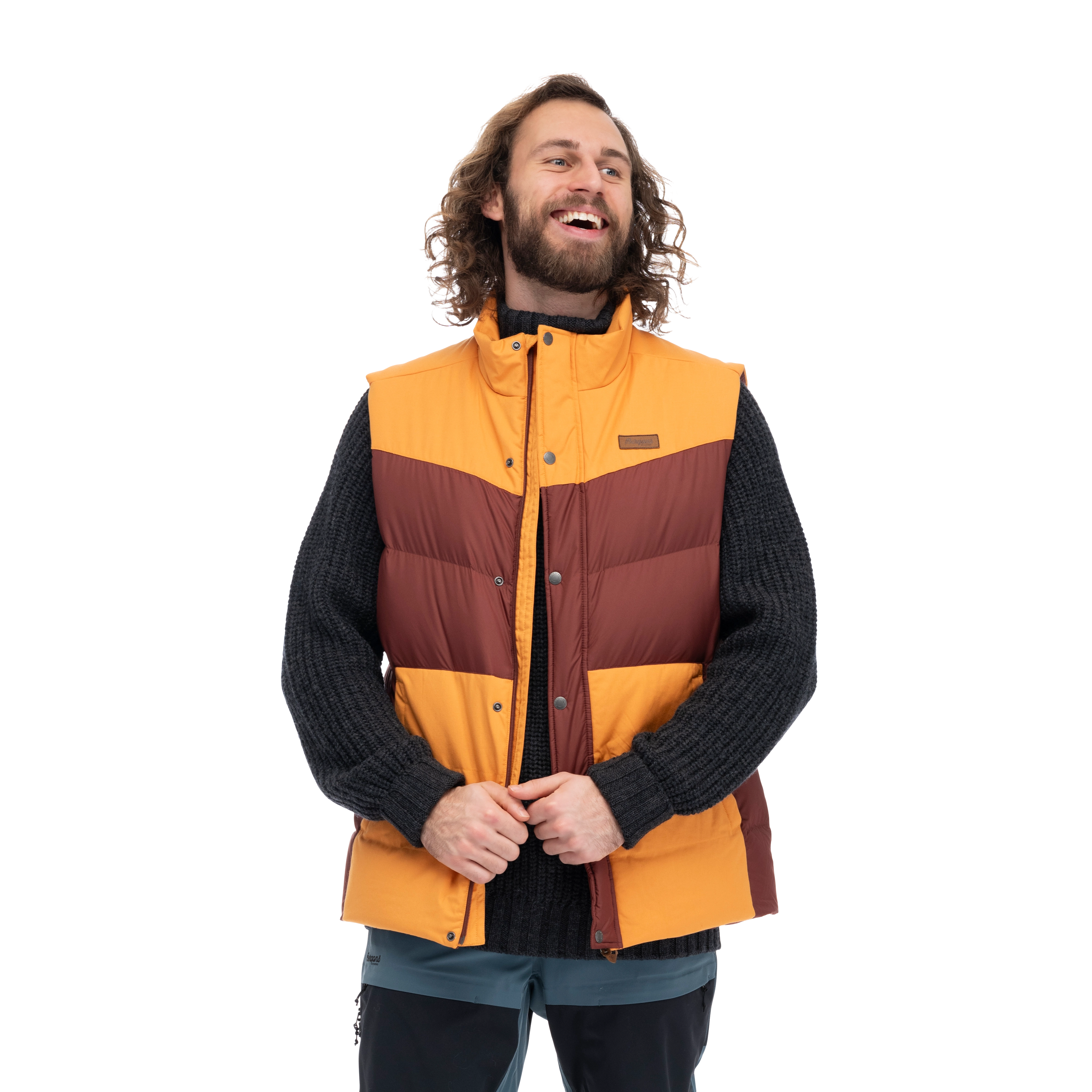 Nordmarka Outdoor Down Vest Men Amarone Red / Golden Field