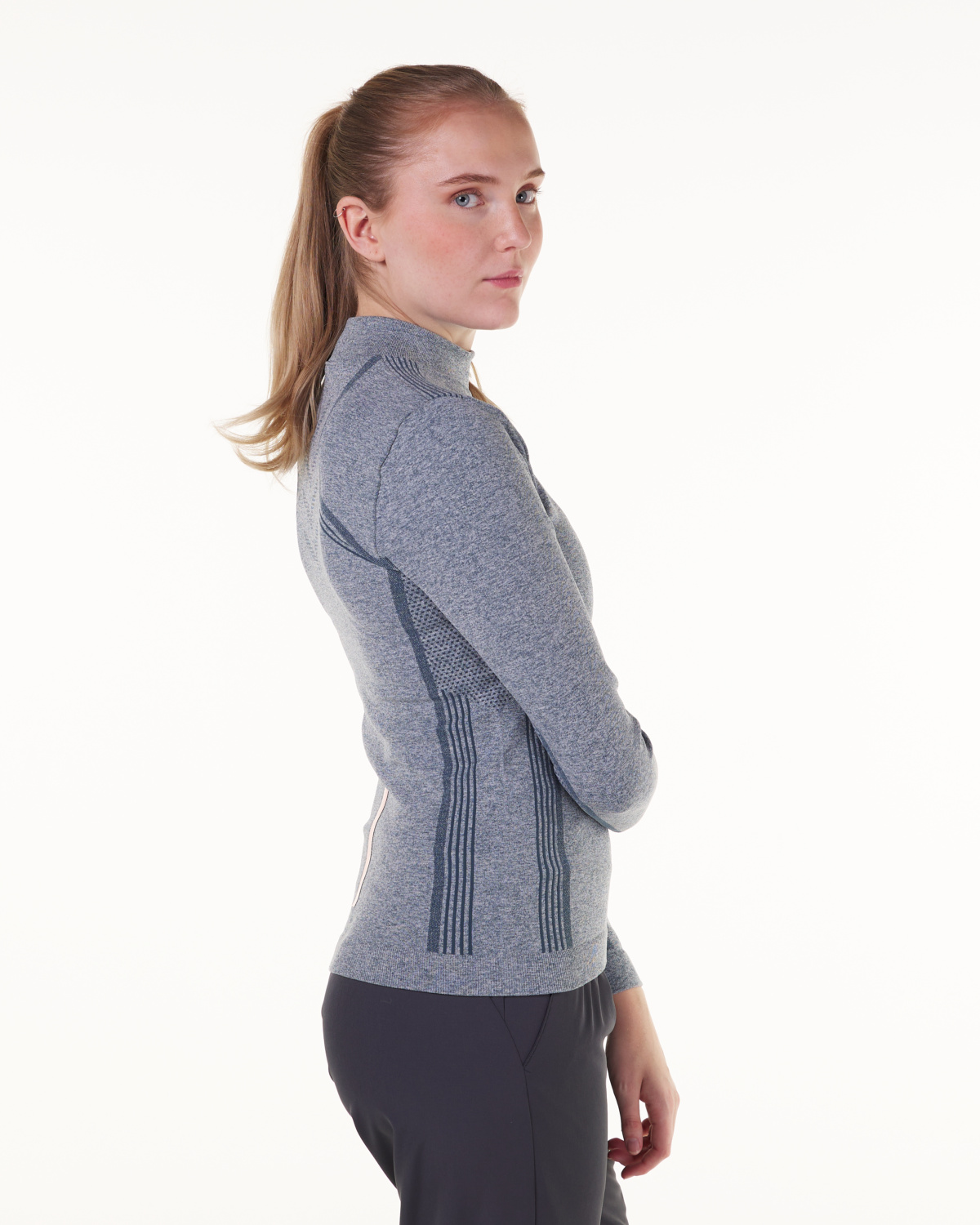 LEVITY Dry Ctrl Seamless LS Blue Melange