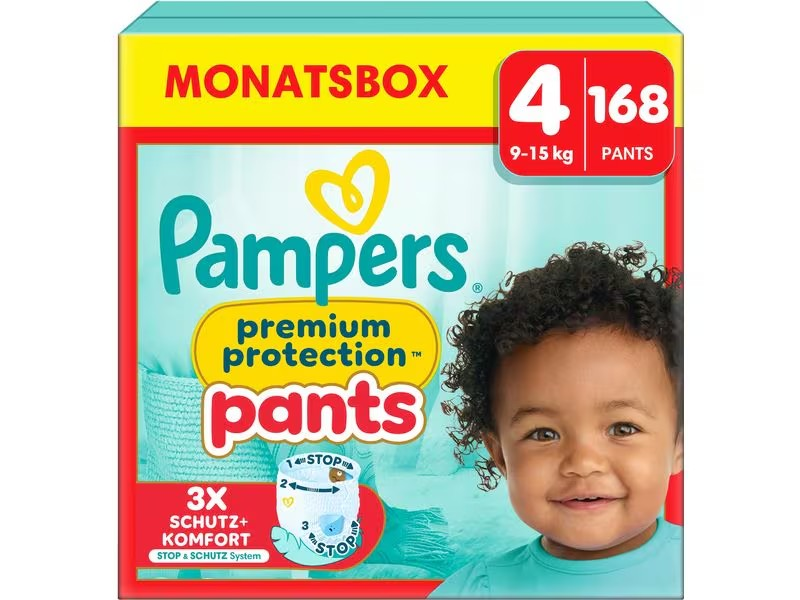 PAMPERS Premium Protection Pants<br>168 Stück, Karton, Gr4 9-15kg, Maxi Monats Box