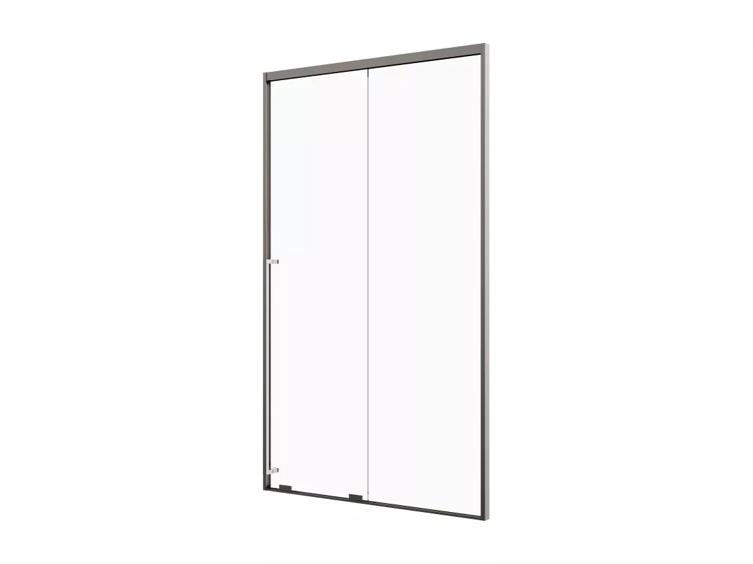 Porte de douche coulissante - Verre trempé 8 mm - 120 x 200 cm - Coloris Gun métal - COVINGTON
