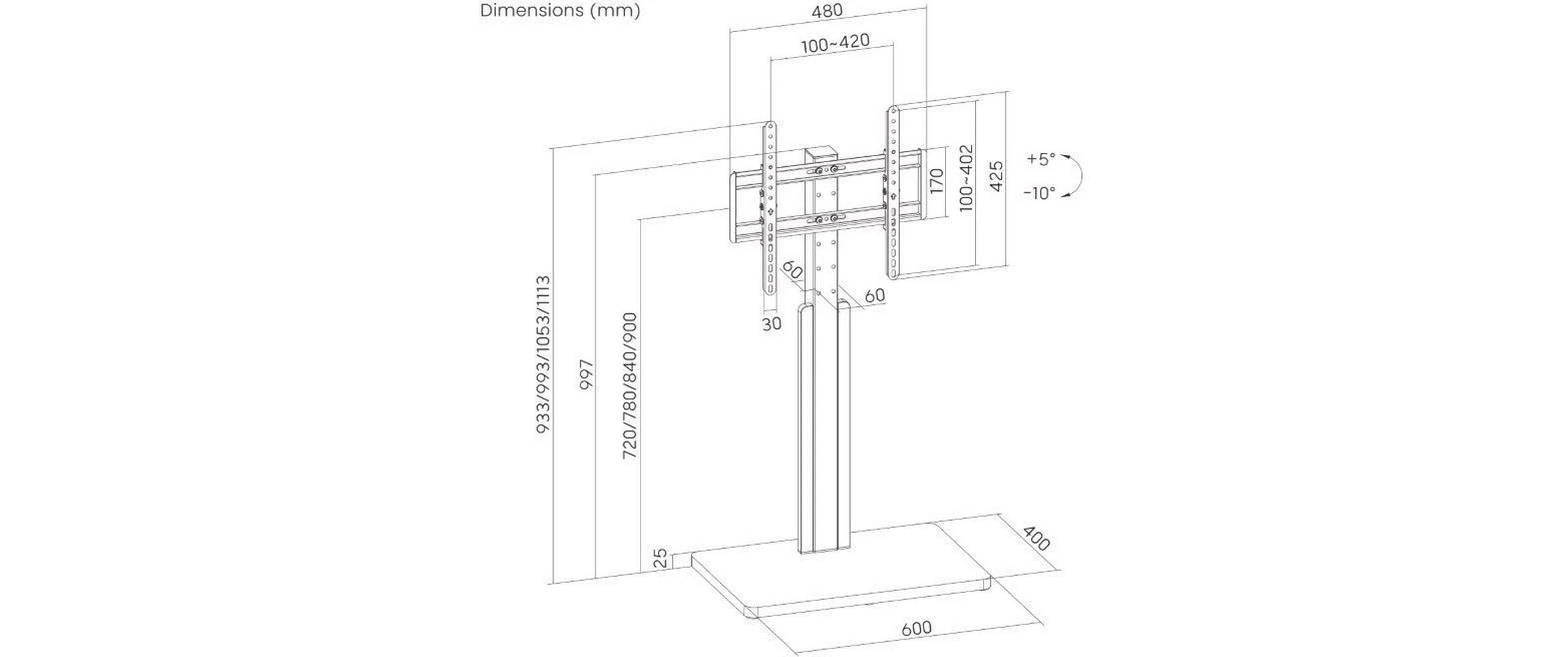 Standfuss PM-TVS-10 Schwarz<br>Erstklassige Lösung für Bildschirme von 32 bis 65 Zoll