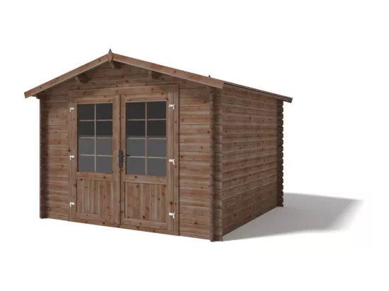 Abri de jardin en bois - 9m2 - 3x3m - Traité - Ep. 28mm - Couleur: marron - DOM427 - ALTANKA