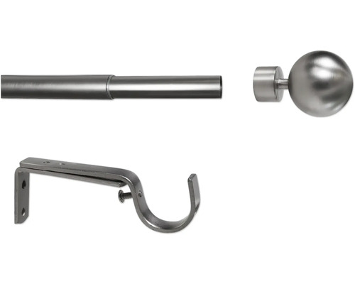 Uitschuifbare gordijnroedeset Habito, RVS-look, 200-370 cm, Ø 25/28 mm