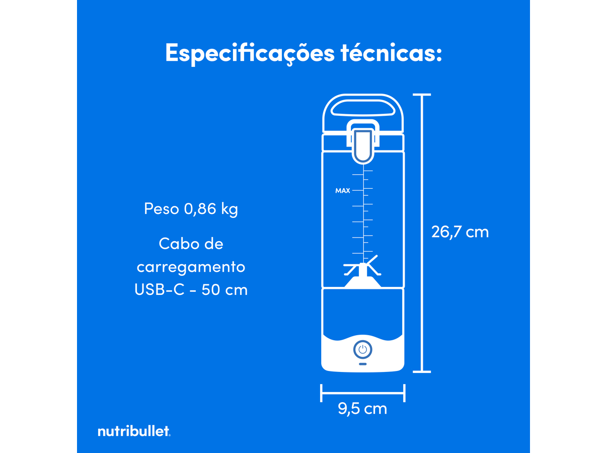 LIQUIDIFICADORA NUTRIBULLET PORTABLE NBP003W BRANCO 475ML