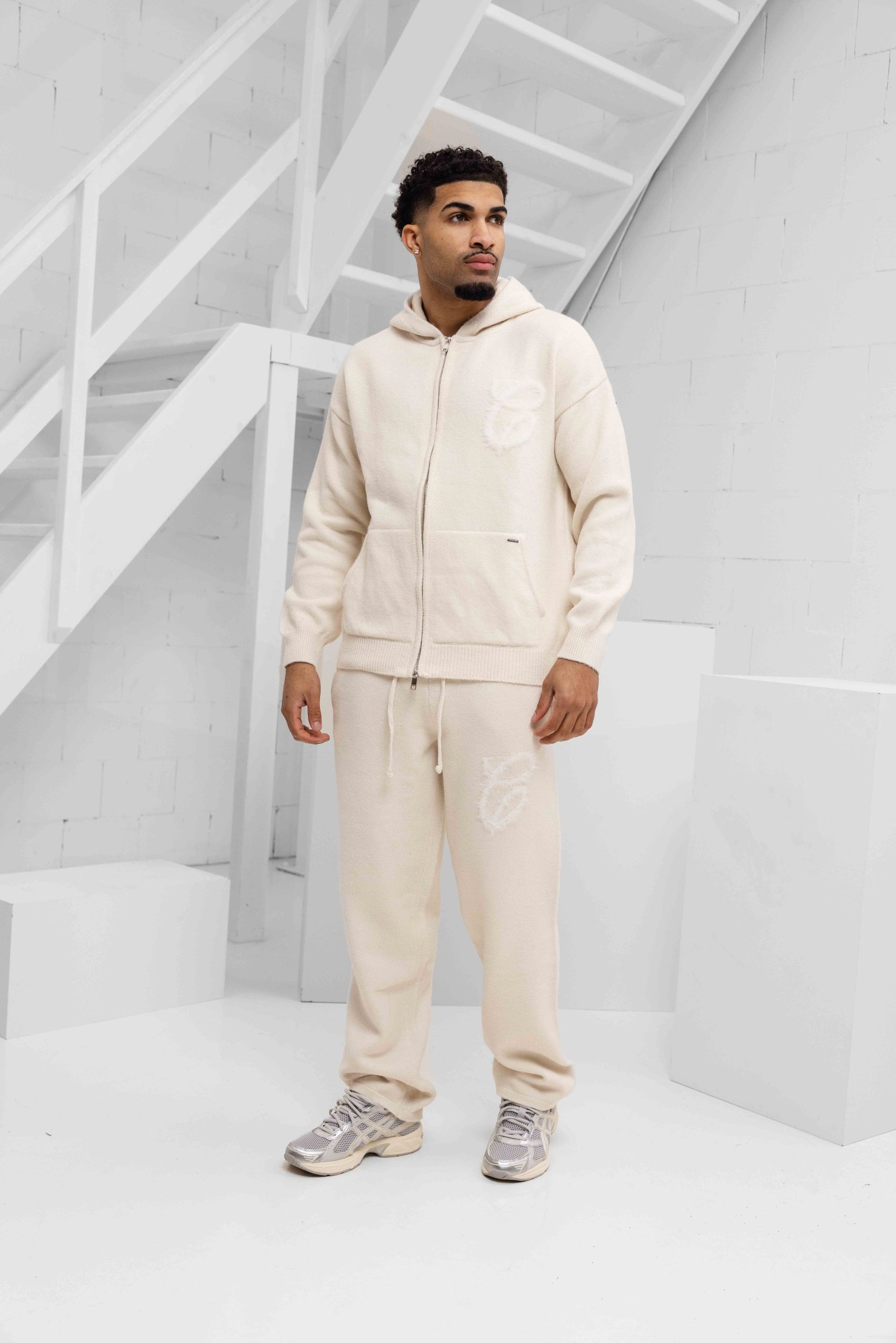 Croyez Fluffy Essence Knit Zip Trainingspak Heren Beige