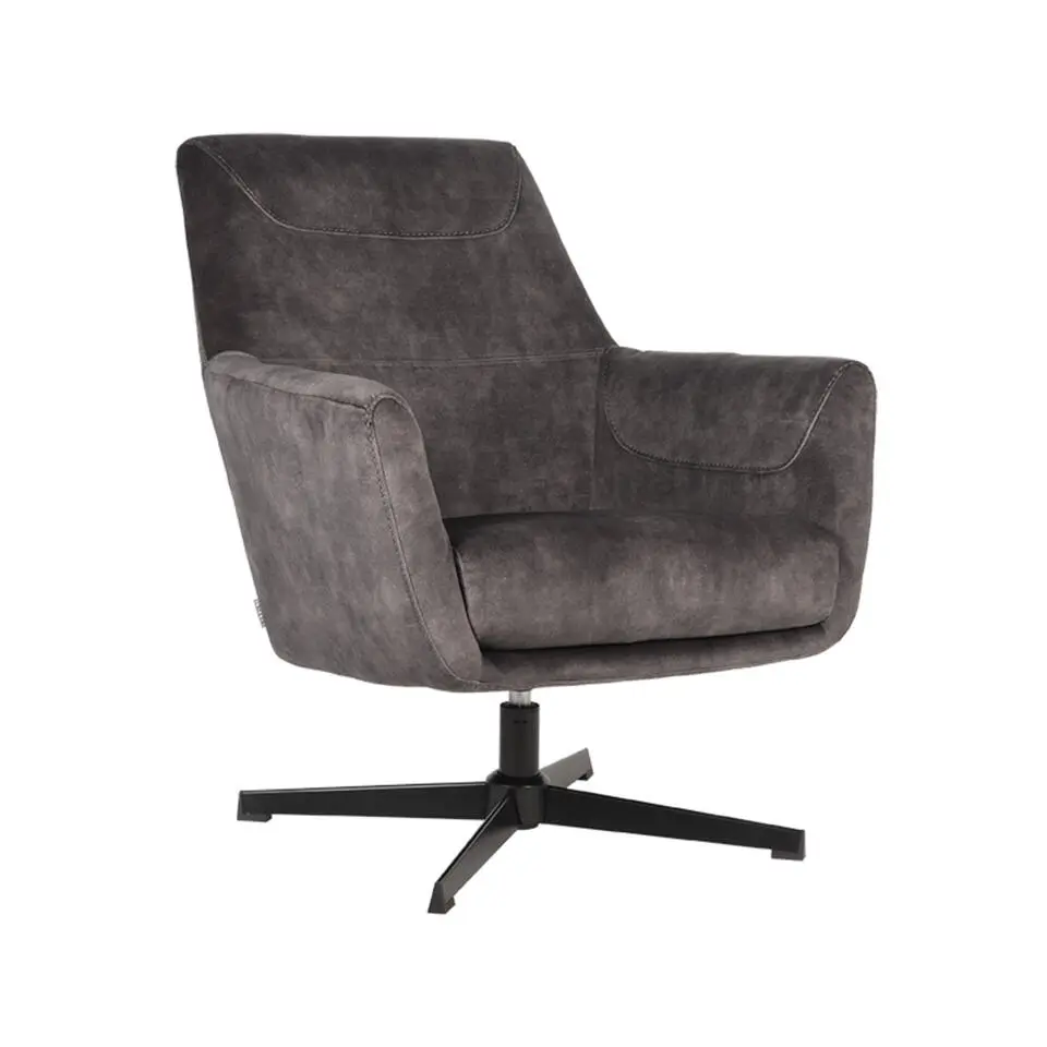 LABEL51 Fauteuil Toby Antraciet Velours