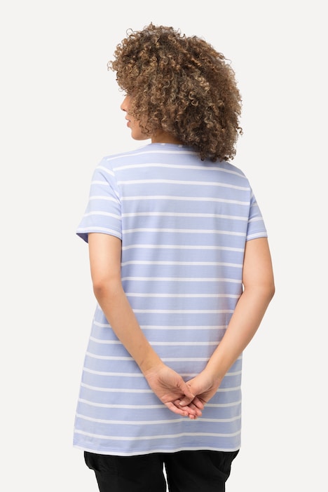 T-Shirt, Ringel, A-Linie, V-Ausschnitt, Halbarm