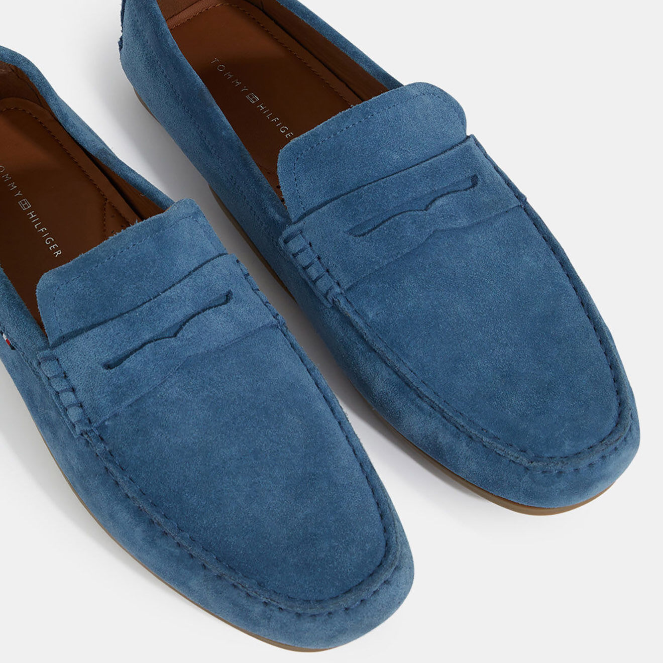 Tommy Hilfiger Mocassins en Velours de Cuir Driver bleus
