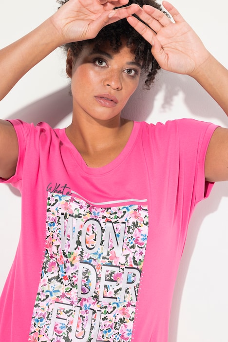 T-Shirt, oversized, farbiger Print, Rundhals