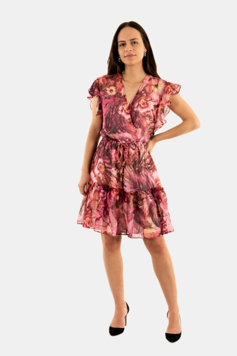 robe guess jeans rosa p61e batik tropical print