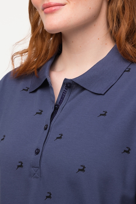 Trachten-Poloshirt, Steinbock, Polokragen, Halbarm