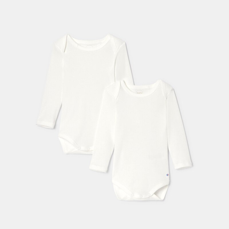 Lot de 2 bodies à manches longues en coton blanc mixte Absorba Blanc