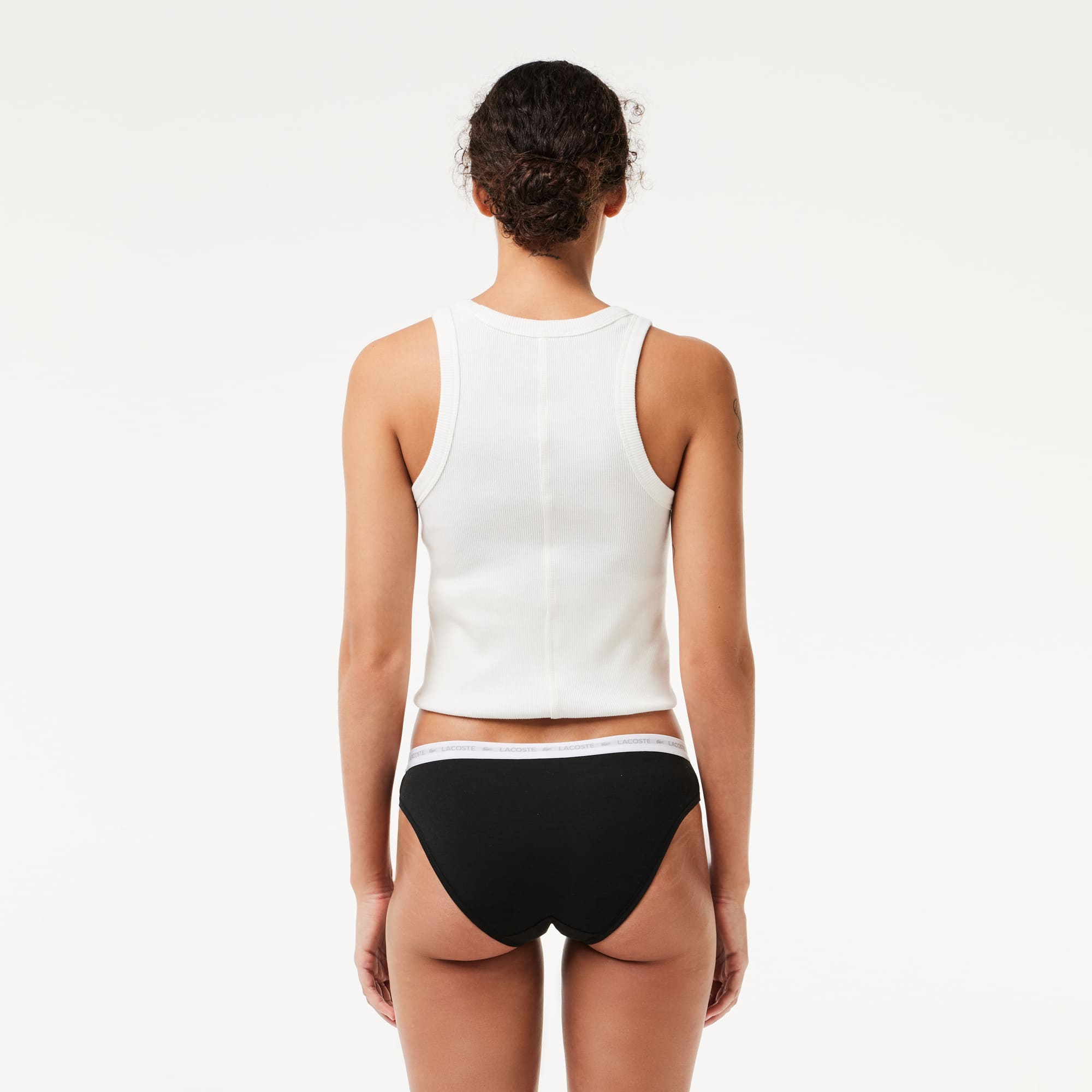 Lot de 3 culottes siglées en coton stretch Culottes & bas - Noir - Lacoste - Femme
