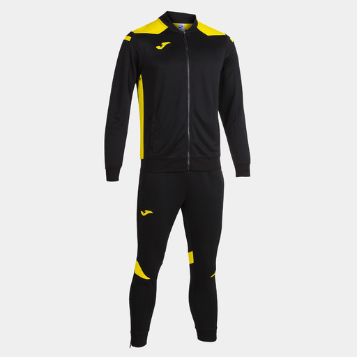 Conjunto de treino Joma Championship VI, preto e amarelo.