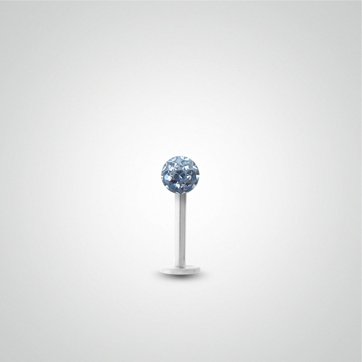 Piercing tragus en or blanc et cristal de Swarovski bleu ciel
