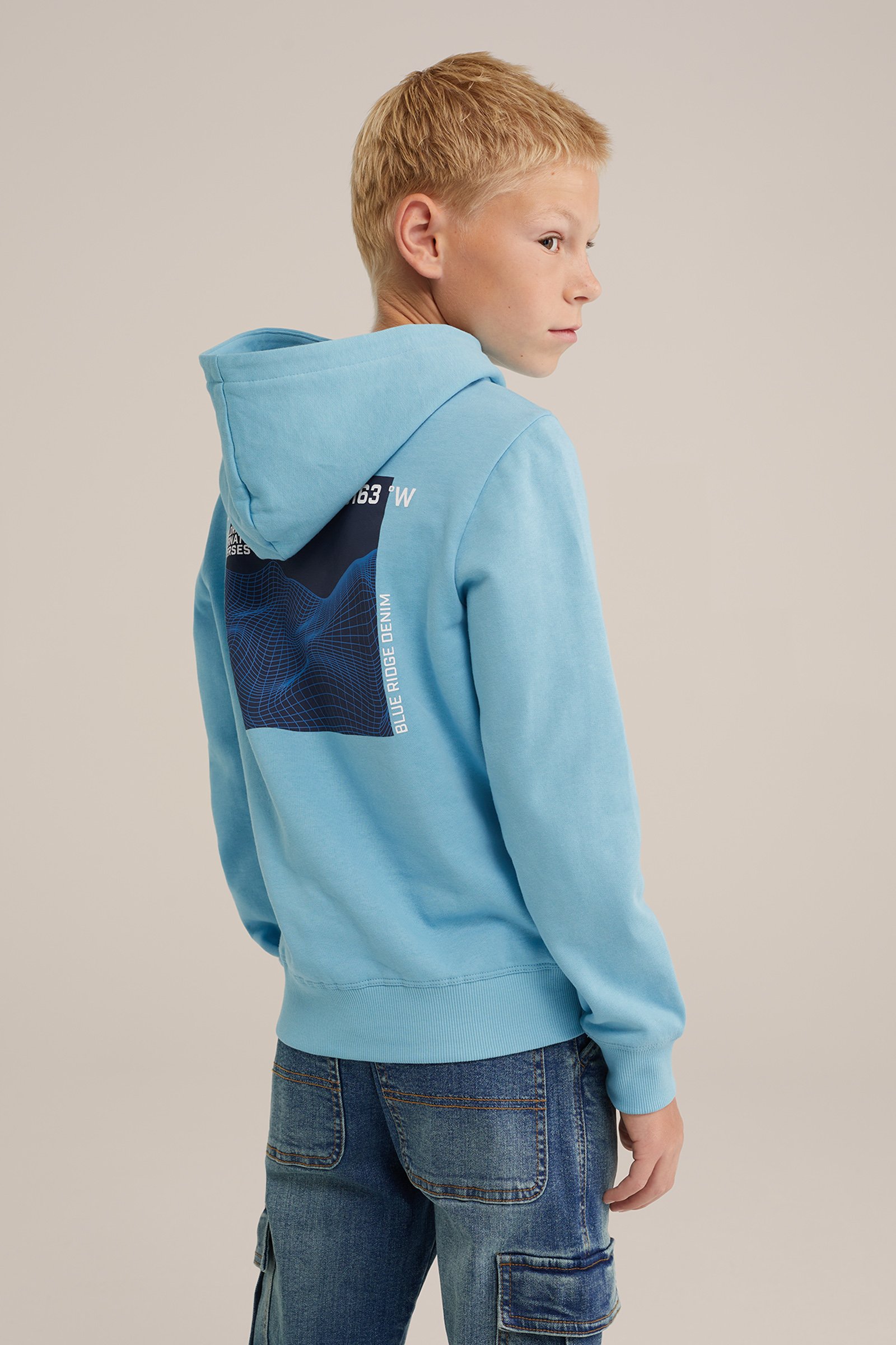 Jongens hoodie met opdruk Blue Ridge IJsblauw