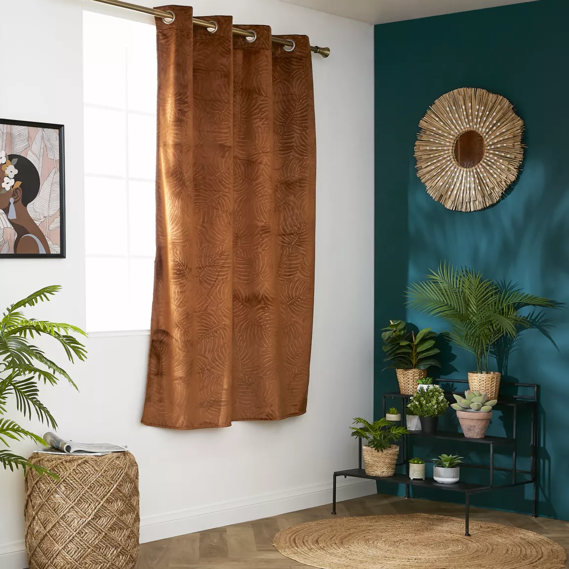 Rideau obscurcissant velours (140 x 180 cm) Fern Camel