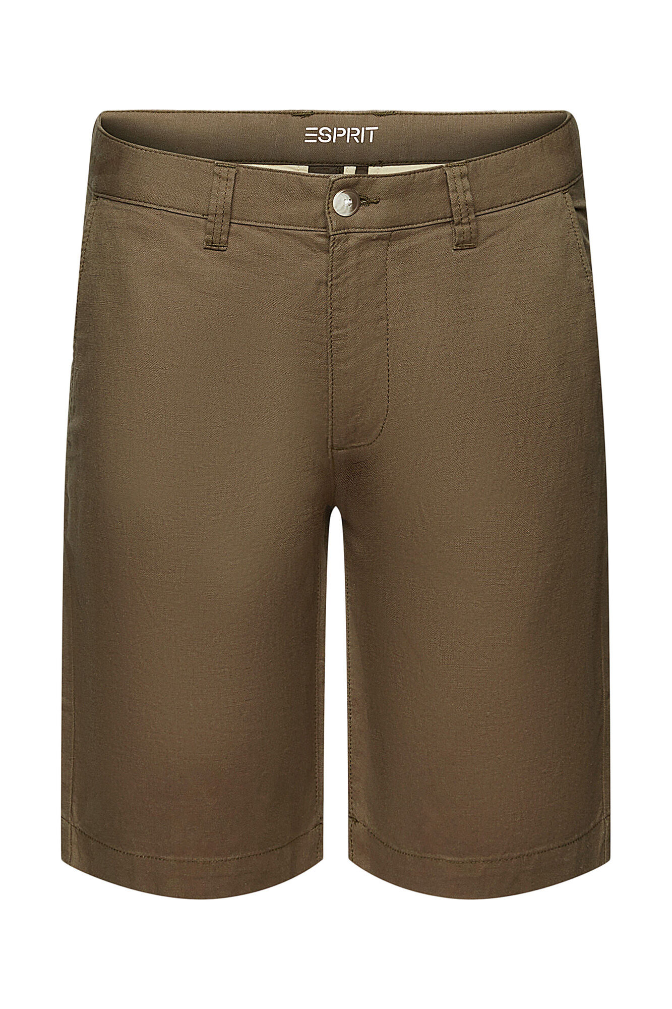 Bermuda lisa regular fit con lino - Marrón