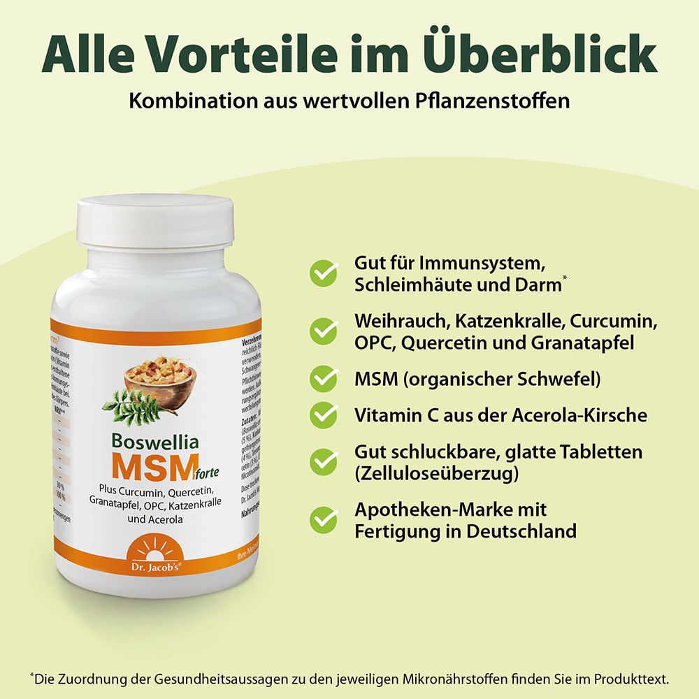 Dr. Jacob's Boswellia MSM forte Weihrauch Curcumin Quercetin Granatapfel OPC