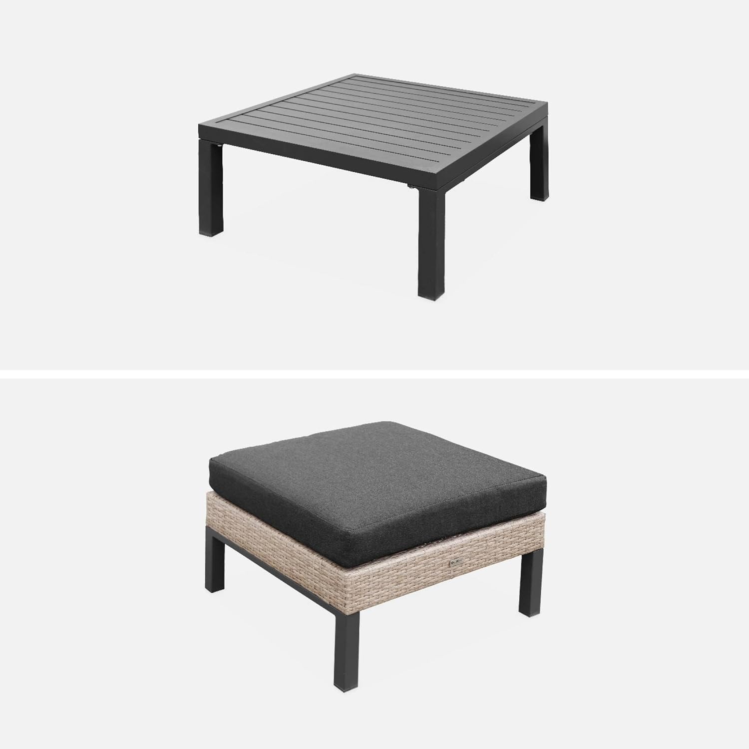 Alice's Garden - Gartenlounge-Set, Aluminium und Polyrattan, 5 Sitzplätze, dunkelgrau. L 68 x T 74 x H 63/76 cm - Velletri