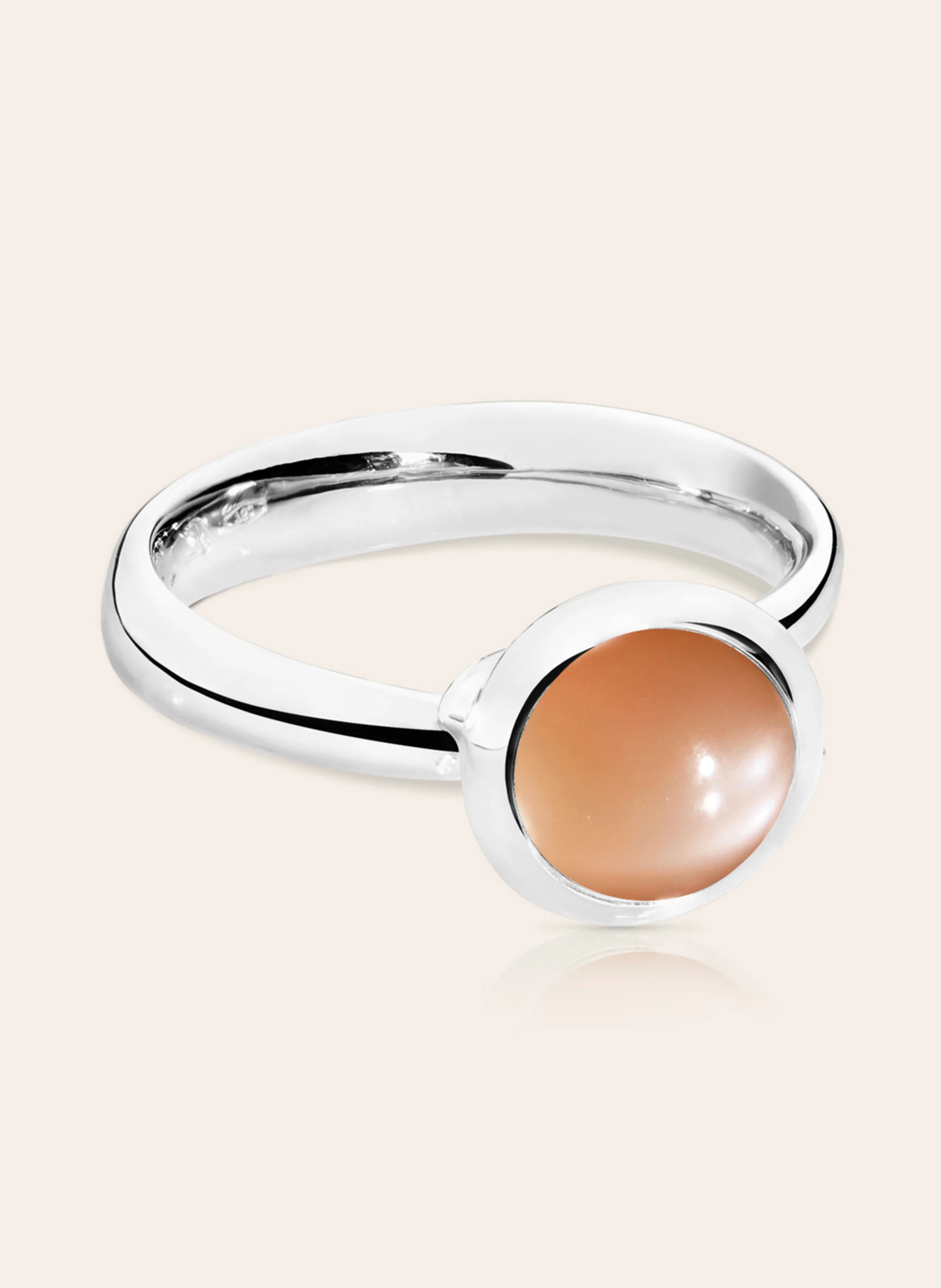 TAMARA COMOLLI Ring RING BOUTON SMALL MOONSTONE BROWN aus 18K Weißgold mit Brauner Mondstein