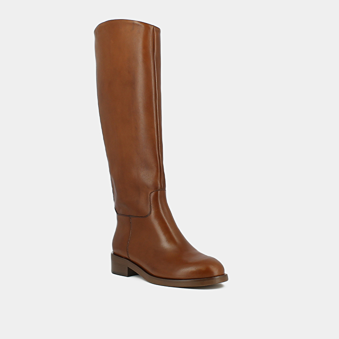 Bottes hautes  en cuir cognac