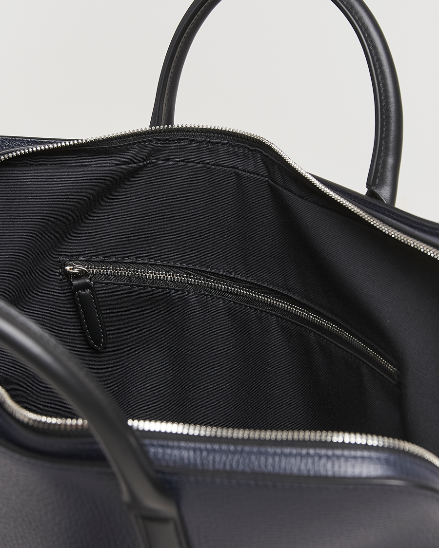 Smythson Ludlow Ultra Slim Brefcase With Zip Front Navy